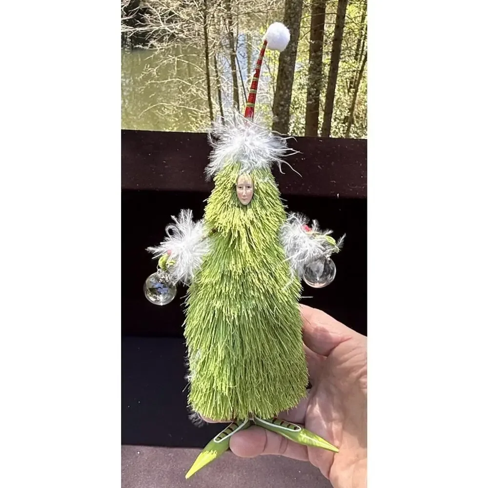 Dept 56 Krinkles Rare Sisal Tree Figure With Globes 9” Tall EUC -K1